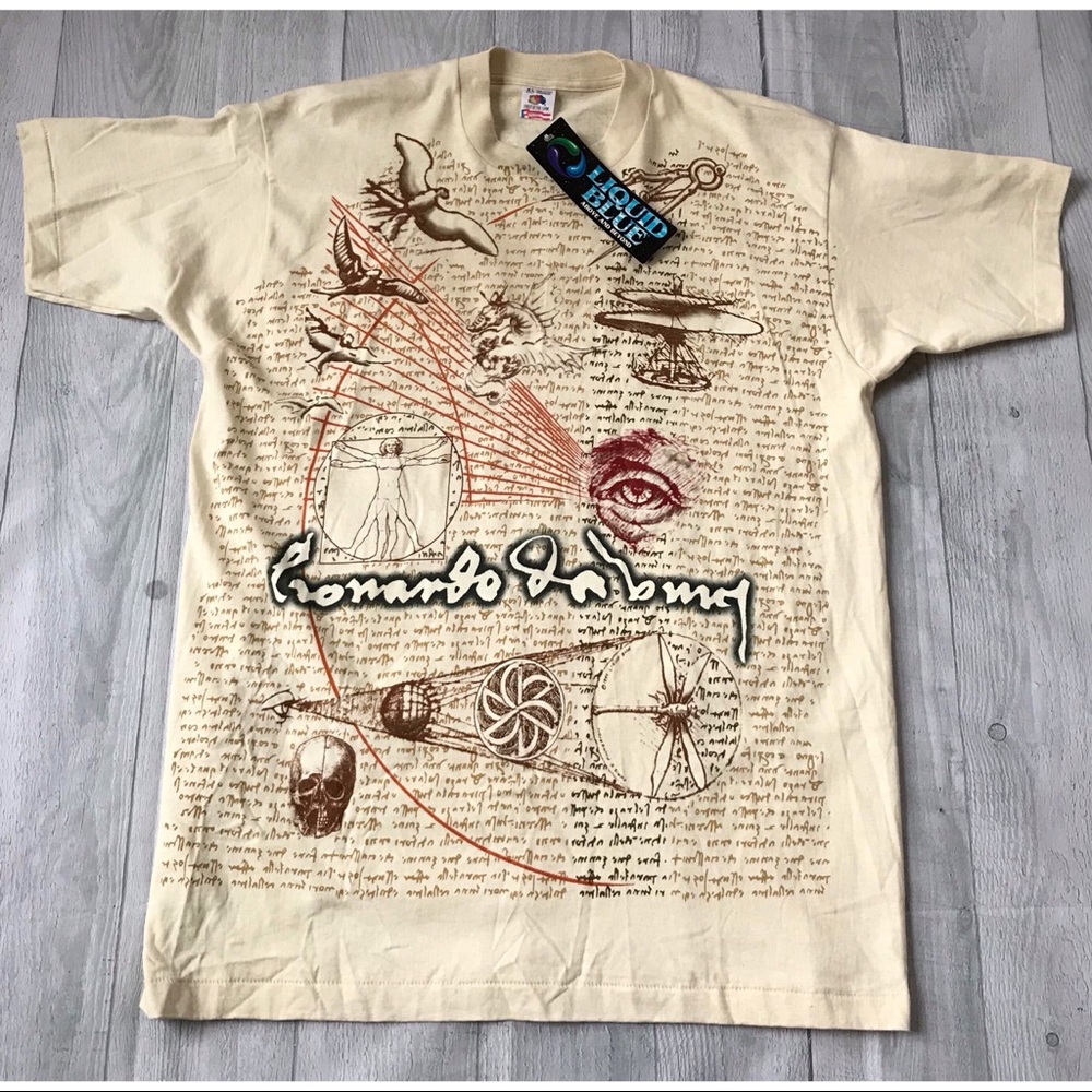 🐲SOLD🐲 Vintage Liquid Blue LeonardoDaVinci Shirt